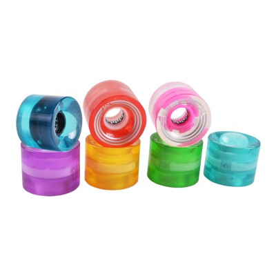 China manufacture Wholesale Custom led light up transparent flash polyurethane skateboard wheels